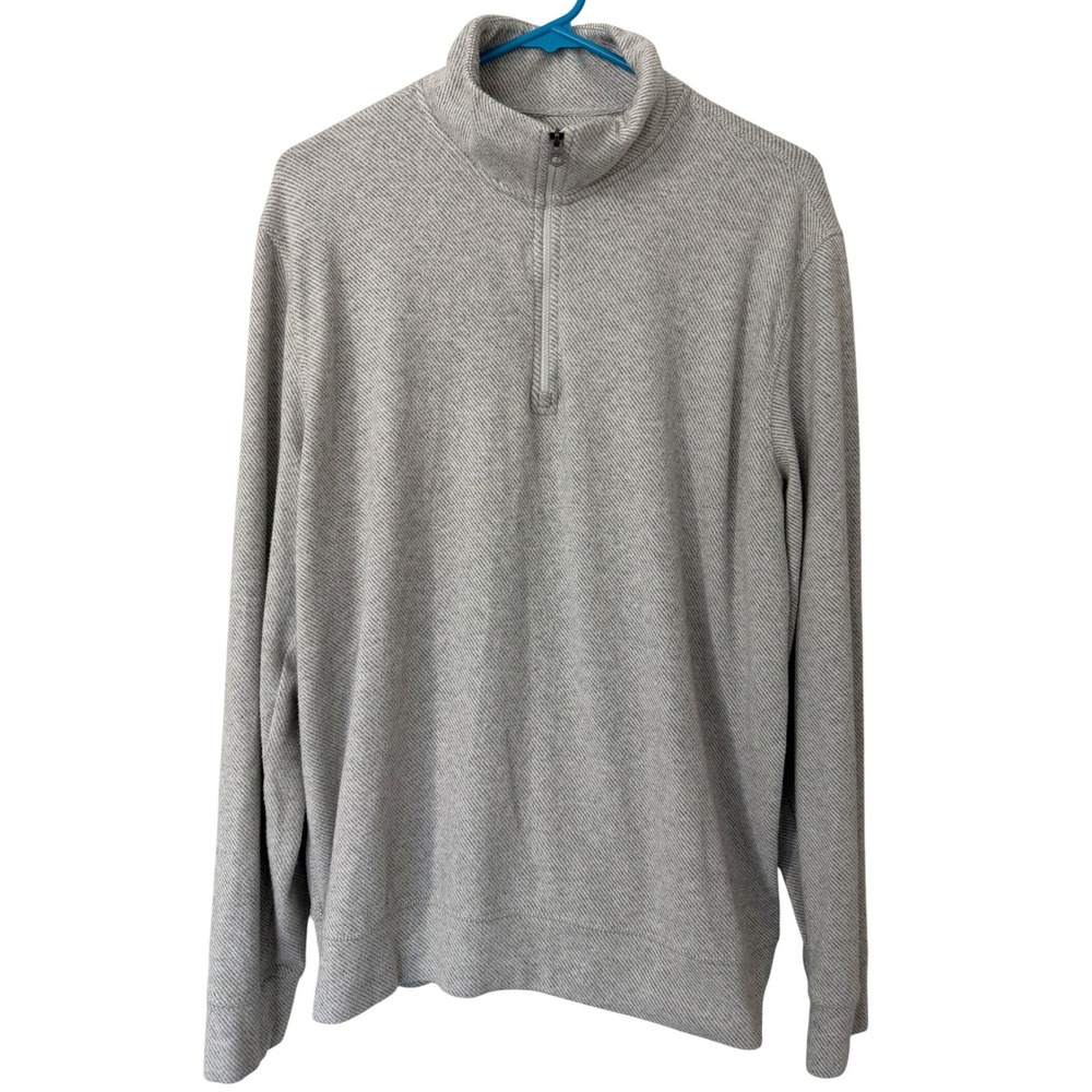 Faherty Brand Mens Legend Sweater Quarter Zip Pullover Gray Size L